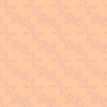 Seamless pattern. Delicate beige background with gray flowers. Vector. Branch Stock Illustration