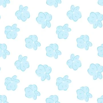 Seamless pattern of delicate blue hydrangea flowers arranged on white in hand Stock Illustration