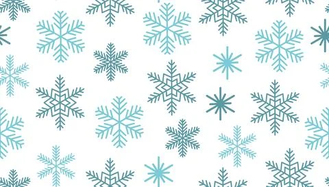 Seamless pattern with delicate blue snowflakes on a light background. Stock Illustration