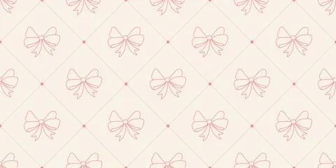Seamless pattern of delicate bows coquette style Stock Illustration
