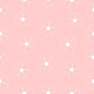 Seamless pattern of delicate flowers. Vector illustration on a pink background. Stock Illustration