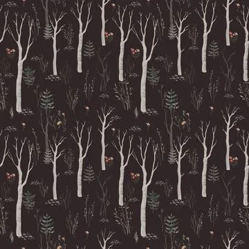 Seamless pattern with delicate green Christmas Tree. Decorative background with Stock Illustration