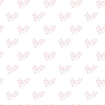 Seamless pattern of delicate pink flowers on white background Illustrazione stock