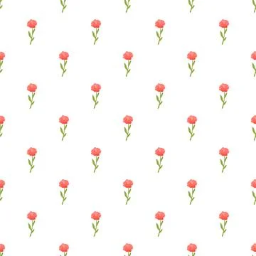 Seamless pattern with delicate red floral watercolor illustration 스톡 일러스트