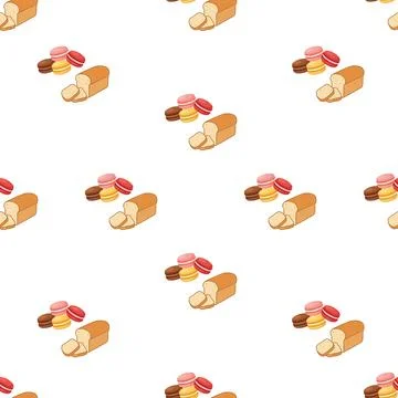 Seamless pattern with delicious bakery items including bread loaves and col.. Stock-Illustration