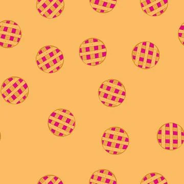 Seamless pattern delicious berry fruit pie with lattice crust top view イラスト素材