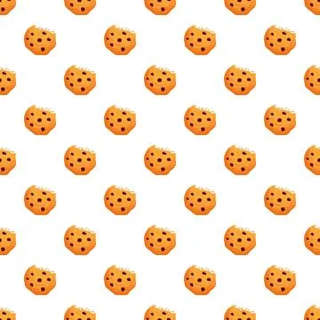 Seamless pattern with delicious bitten chocolate chip cookies Stock Illustration