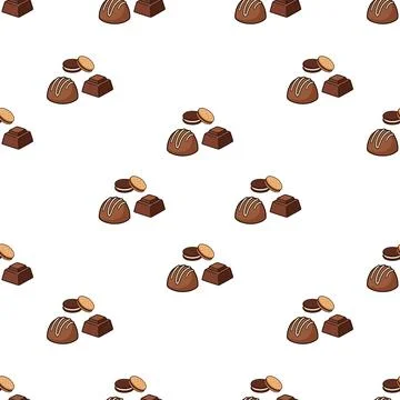 Seamless pattern with delicious chocolate bakery pastry and sweet dessert t.. Stock Illustration