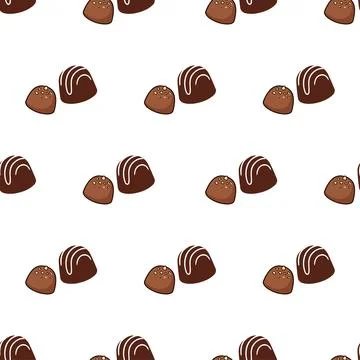 Seamless pattern with delicious chocolate candies on a white background. Stock Illustration