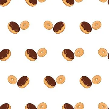 Seamless pattern with delicious chocolate donuts on white background. Illustrazione stock