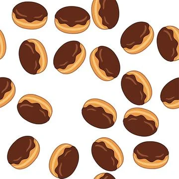 Seamless pattern with delicious chocolate donuts on white background. Illustrazione stock
