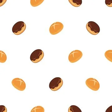 Seamless pattern with delicious chocolate glazed donuts and fresh baked bre.. Stock Illustration