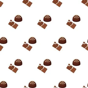 Seamless pattern with delicious chocolate truffles and broken chocolate bar.. Stock Illustration