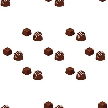 Seamless pattern with delicious chocolate truffles and squares on a white b.. Stock Illustration