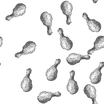 Seamless pattern delicious fried chicken sketch hand drawn 스톡 일러스트