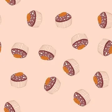 Seamless pattern delicious indian sweet with almond and sprinkles 스톡 일러스트