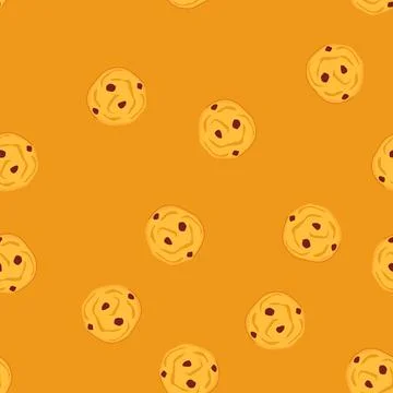 Seamless pattern delicious oatmeal cookies cartoon vector Stock Illustration
