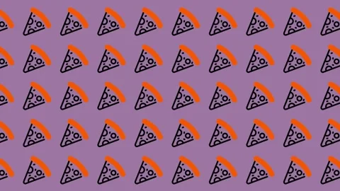 Seamless Pattern of Delicious Pizza Slices on a Purple Background. Video stock 325389804