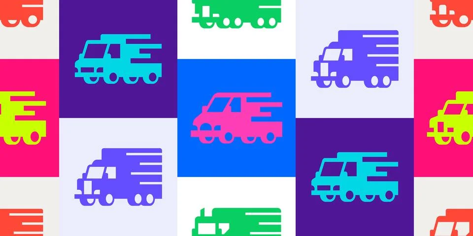 Seamless pattern with Delivery Truck Stock Illustration