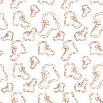 Seamless pattern of demi boots in a linear minimalist style in orange color Illustrazione stock