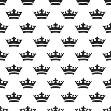 Seamless pattern with dense placed crown icons. Stock Illustration