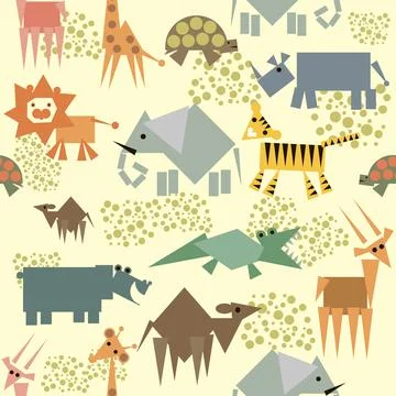 Seamless pattern depicting African animals, the figures of which are composed Stockillustratie