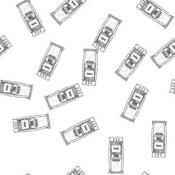 Seamless pattern deposit atm machine sketch hand drawn Stock Illustration