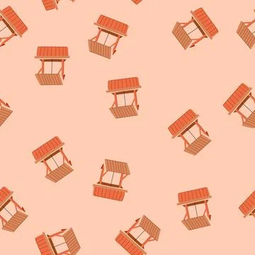 Seamless pattern depth well water cartoon vector Stock Illustration