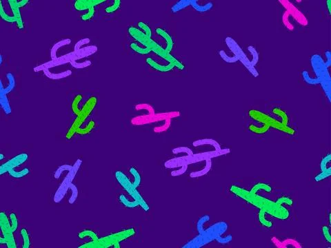 Seamless pattern with desert cactus with thorns. Desert cactus Carnegiea. M.. Stock Illustration