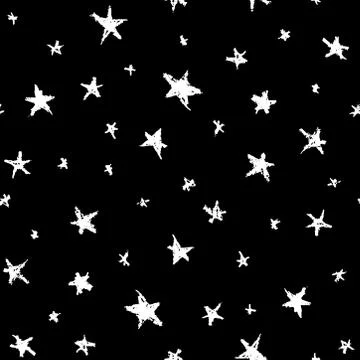 Seamless pattern design abstract sky stars, simple doodle lines scandinavian  库存插图