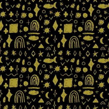 Seamless pattern design abstract sky stars rainbow sun rectangle, simple Natu Illustrazione stock