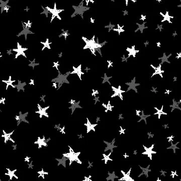 Seamless pattern design abstract sky stars, simple doodle lines scandinavian  库存插图