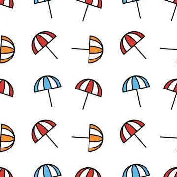 Seamless pattern design with beach umbrellas Illustrazione stock