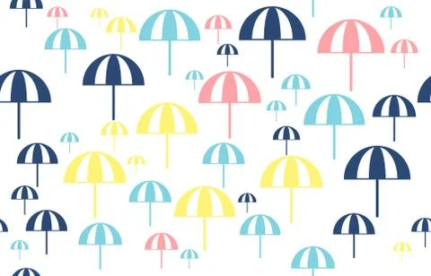 Seamless pattern design with beach umbrellas Stock Illustration