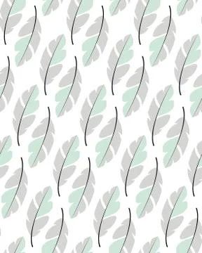 Seamless pattern design with bohemian hand drawn feathers Stock Illustration