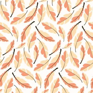 Seamless pattern design with bohemian hand drawn feathers Stock Illustration
