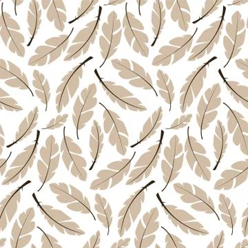 Seamless pattern design with bohemian hand drawn feathers Stock Illustration