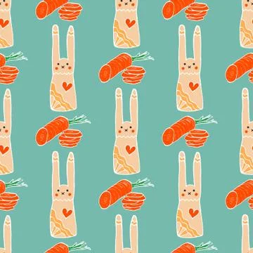 Seamless pattern design with bunnies Stock Illustration