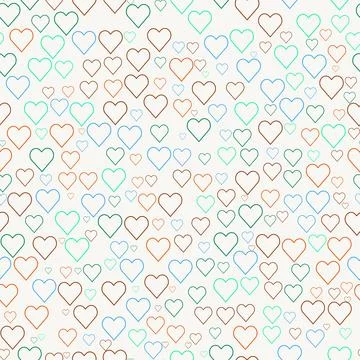 Seamless pattern design with colorful hand drawn hearts Stock Illustration
