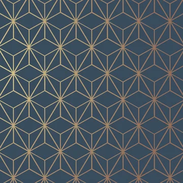 Seamless pattern design digital golden geometric shapes abstract graphic blue 3d Stock Illustration