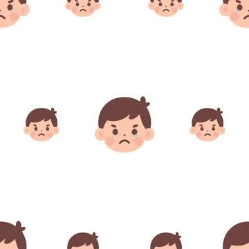 Seamless Pattern Design Featuring Cute Crying Angry Boy Emoticon Face Illus.. Illustrazione stock