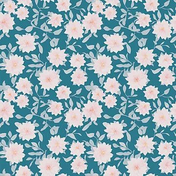 Seamless pattern design with  flowers on azure, repeating background Stock Illustration