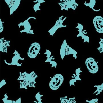 Seamless pattern design for Halloween. Cute blue color vector fabric design f Stock Illustration