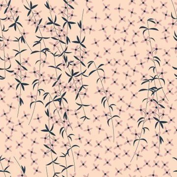 Seamless pattern design with hand drawn flowers and floral elements イラスト素材