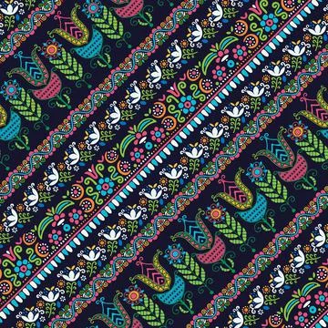 Seamless pattern design inspired by traditional Hungarian embroidery Stock Illustration