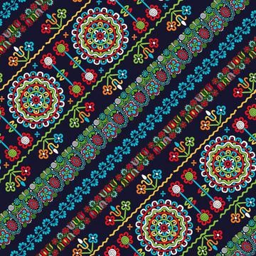 Seamless pattern design inspired by traditional Hungarian embroidery Stock Illustration