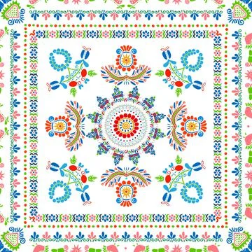 Seamless pattern design inspired by traditional Hungarian embroidery Stock Illustration