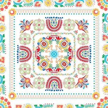 Seamless pattern design inspired by traditional Hungarian embroidery Stock Illustration