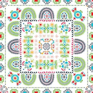 Seamless pattern design inspired by traditional Hungarian embroidery Stock Illustration