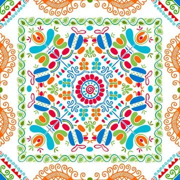 Seamless pattern design inspired by traditional Hungarian embroidery Stock Illustration